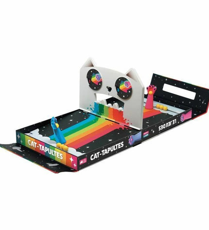 Asmodee Le Jeu des Cat-Tapultes board game with colorful cat-themed game pieces and accessories for family fun.