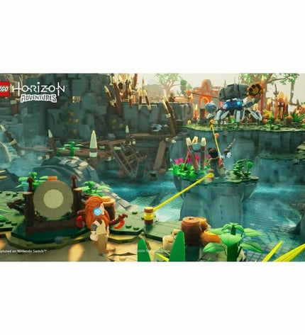 Sony Lego Horizon Adventures Switch video game cartridge for electronic plug-and-play game consoles, featuring Lego Horizon characters.