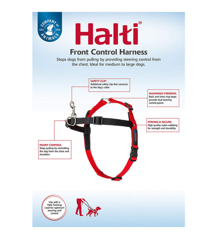Company of Animals Halti dog harness in black and red, size M (58-86 cm), adjustable dog head collar for training and control