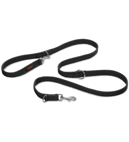 Black Company of Animals dog leash for large dogs, showing a close-up of the sturdy nylon strap and metal clip.