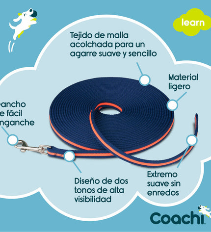 Blue Coachi 10m dog training resistance band for training and exercise with pets, designed for durability and ease of use.
