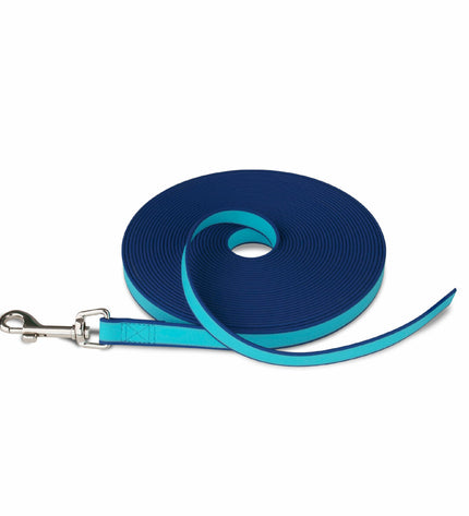 Blue Coachi dog training resistance band with handles, suitable for canine training exercises and physical activity.