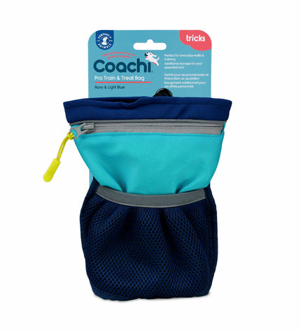 Blue Coachi dog training and treat harness, durable and adjustable for comfortable fit during walks and training sessions.