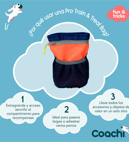 Coachie Train & Treat coral dog harness with adjustable straps and padded design, suitable for comfortable pet walks.