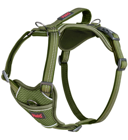 Green Company of Animals dog harness in size L, adjustable for 42-65 cm neck and chest, made for comfortable dog walking.