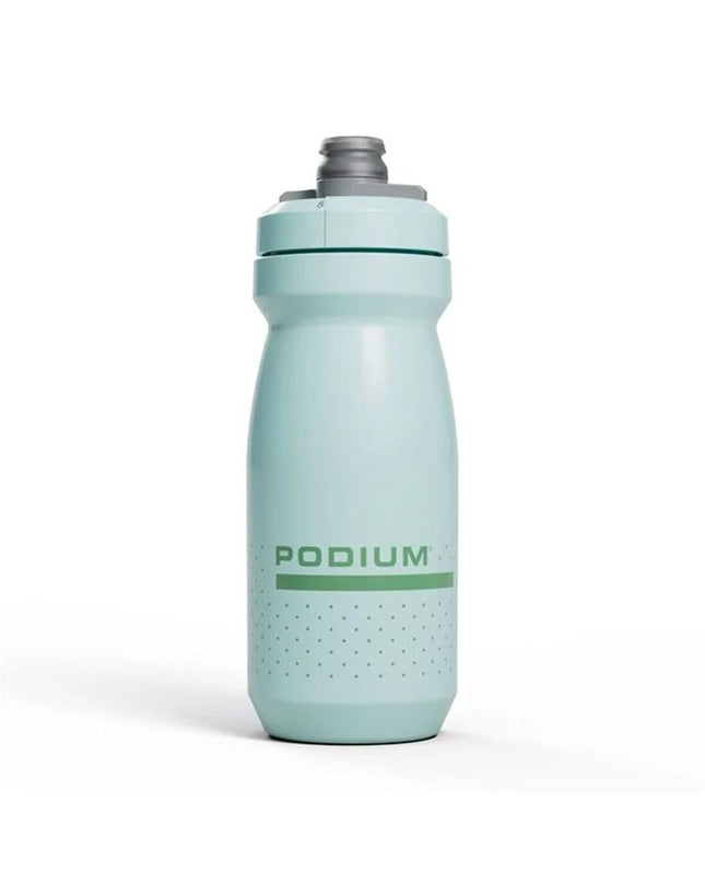 Camelbak Podium 600ml blue sports water bottle for cycling, made of durable polypropylene, in a close-up shot.