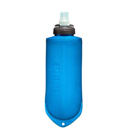 Blue Camelbak Quick Stow Flask 500ml plastic water bottle for sports and outdoor activities, featuring a compact, easy-to-carry design.