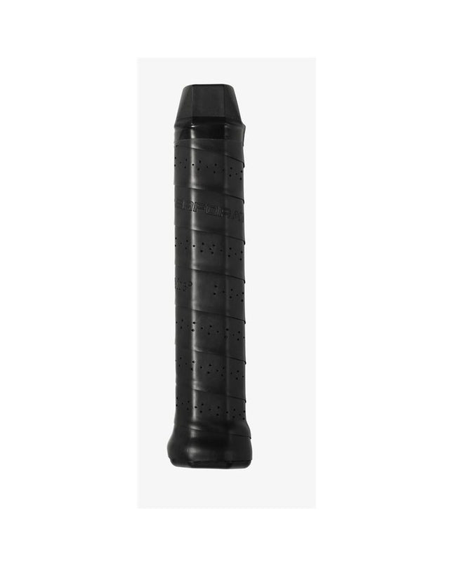 Wilson WRZ4210BK paddle tennis grip in black, designed for sport and outdoor play, shown on a tennis racquet.