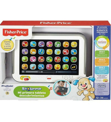 Mattel interactive baby tablet toy for young children with colorful buttons and playful design, ideal for early learning and fun.
