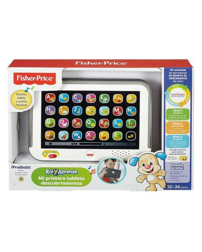 Mattel interactive baby tablet toy for young children with colorful buttons and playful design, ideal for early learning and fun.