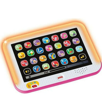 Mattel baby interactive tablet toy for young children with colorful buttons and playful design for early learning activities.