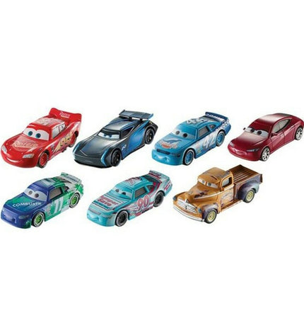 Assorted Cars toy cars from the Cars brand, featuring colorful vehicle playsets and miniature cars for kids.
