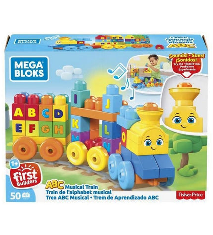 Mattel muziektrain toy for babies with sound, colorful plastic train designed for young children to play and develop motor skills.