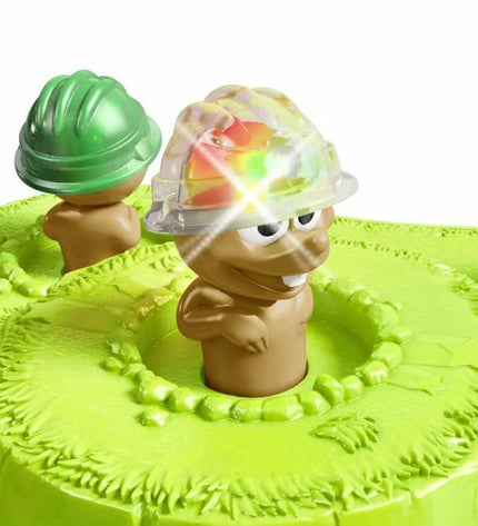 Mattel Chass'taupes board game with colorful game pieces and playing cards on a game table.