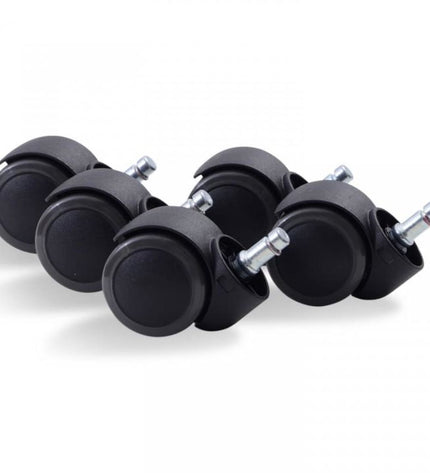 5x Workliving Bureaustoelwielen Geluidsloos 11x50mm - Zachte wielen - Harde vloeren - Ongeremd