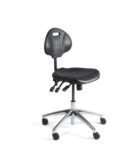 Workliving werkstoel PU-laag - aluminium onderstel - wielen - (N)EN 1335 - baliestoel - kassastoel