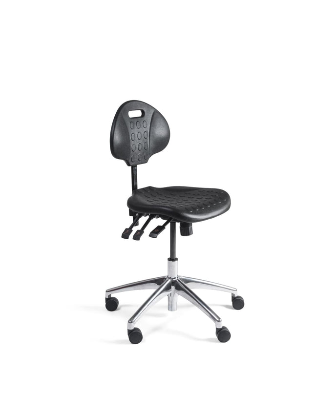 Workliving werkstoel PU-laag - aluminium onderstel - wielen - (N)EN 1335 - baliestoel - kassastoel