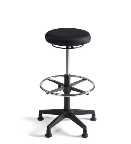 Workliving Stool High - Fabric Seat - Nylon Base - Gliders - Footrest