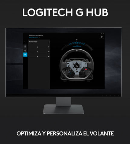 Logitech G PRO racing steering wheel for gaming consoles, featuring a sleek electronic design with buttons and grips for immersive gameplay.