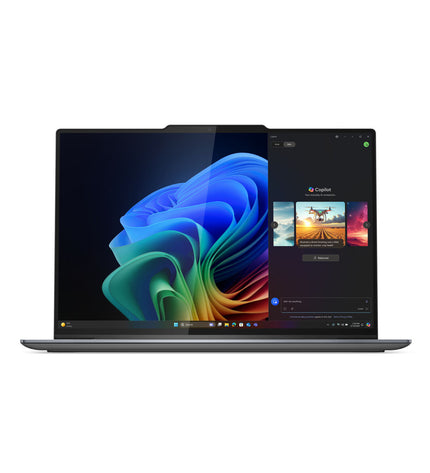 Lenovo 14-inch laptop with Intel Core Ultra 7 processor, 32GB RAM, 1TB SSD, QWERTY Spanish keyboard, sleek design.