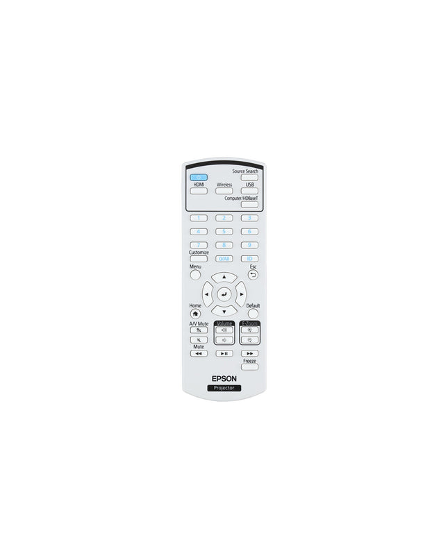 Epson V11HB58040 projector displaying a vibrant image, with a sleek design and control buttons visible on the front.