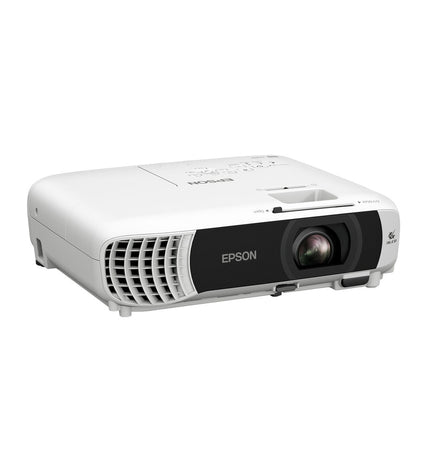 Epson V11HB58040 projector with 4000 lumens showing a bright image on a wall, ideal for home cinema and electronic entertainment.