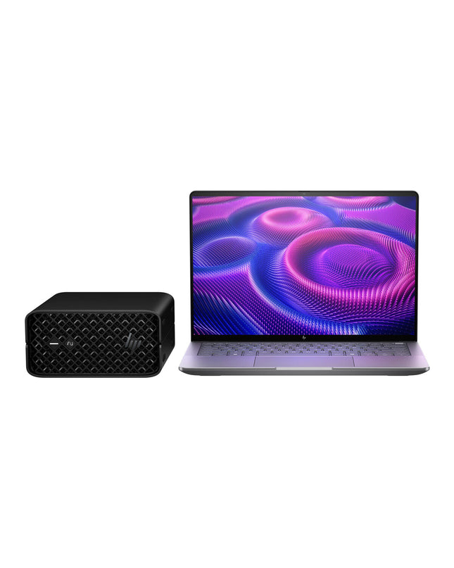 HP A3ZP7ET 14-inch laptop with 32GB RAM and 1TB SSD, showing the sleek design and keyboard.