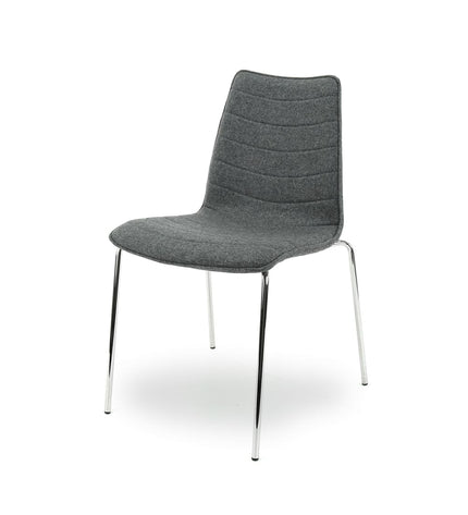 Workliving Verona eetkamerstoel/vergaderstoel - middengrijs wolvilt - chroomonderstel