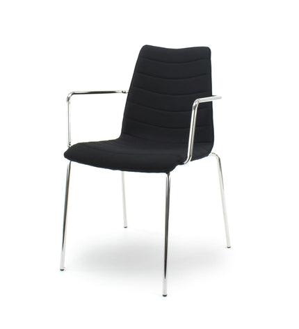 Workliving Verona Eetkamerstoel / Vergaderstoel met Armleuning - Zwart Mirage - Chroom onderstel