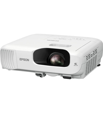 Epson V11HB62040 Full HD projector displaying bright, clear images in a home theater setup, with a sleek design and control buttons