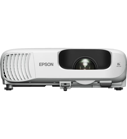 Epson V11HB62040 Full HD projector with 3700 lumens, electronic home cinema TV, sleek design, and connectivity ports visible.