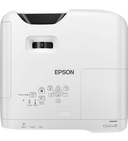 Epson V11HB62040 Full HD projector displaying a vibrant home theater image with bright 3700 lumens, electronic TV and video equipment