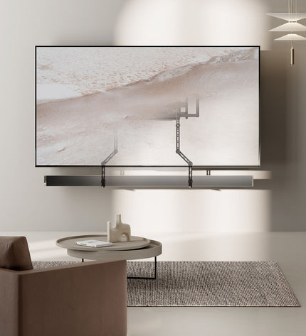 Aisens SPK04U-377 black adjustable support for audio and hi-fi equipment, showing a sleek black electronic stand with adjustable features.