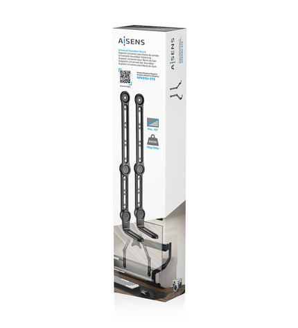 Aisens SPK03U-375 adjustable black speaker stand for audio and hi-fi equipment with sturdy design.