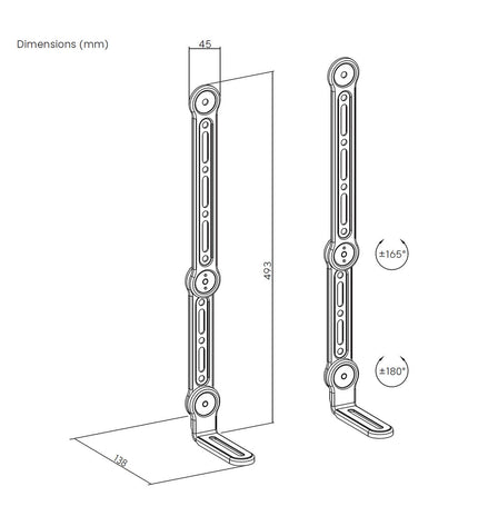 A black adjustable Aisens SPK03U-375 speaker stand for electronic audio and hi-fi equipment, with a sleek modern design.