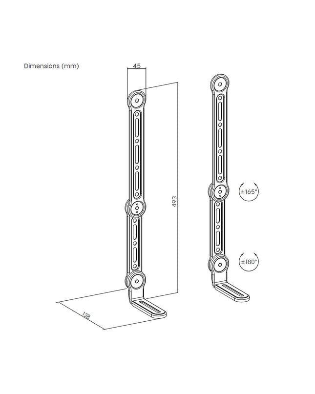 A black adjustable Aisens SPK03U-375 speaker stand for electronic audio and hi-fi equipment, with a sleek modern design.