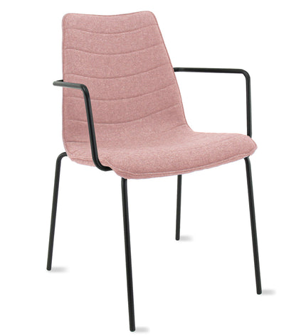 Workliving Verona Dining Chair / Meeting Chair - With Armrests - Wool Felt Fenice 152 soft pink - black frame