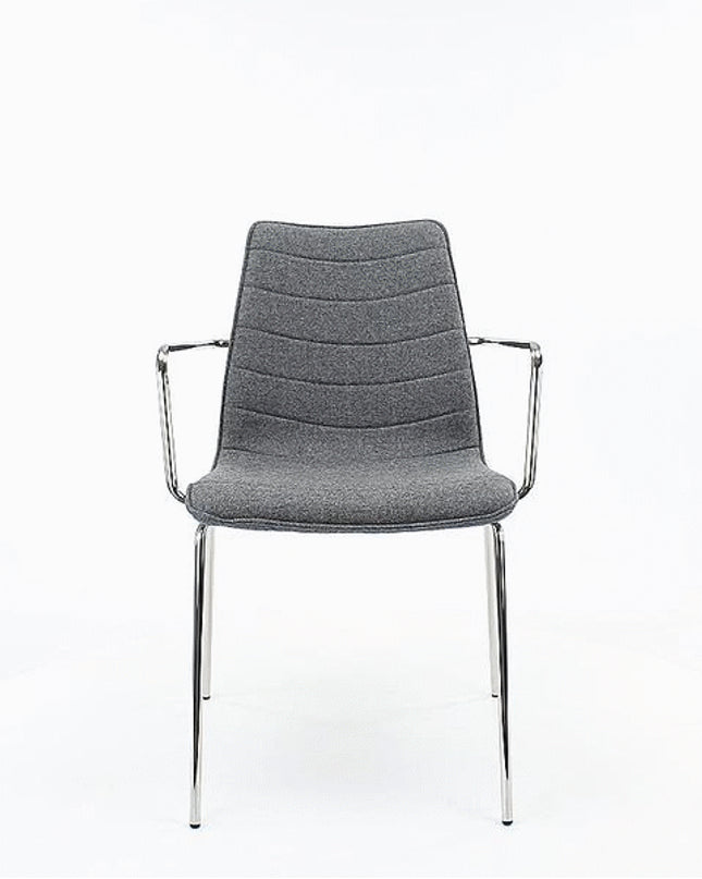 Workliving Verona eetkamerstoel/vergaderstoel - met armleuningen - wolvilt Fenice 152 zachtroze - zwart frame