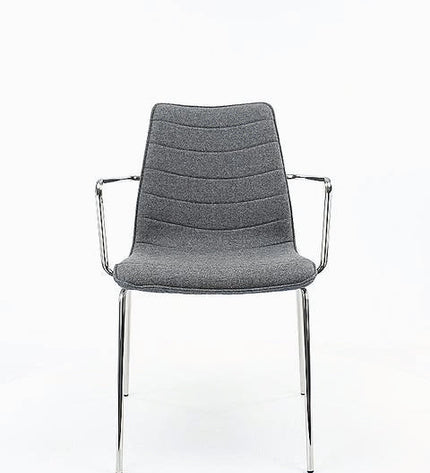 Workliving Verona Dining Chair / Meeting Chair - With Armrests - Wool Felt Fenice 152 soft pink - black frame
