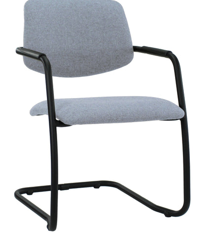 Workliving Vergaderstoel X5 - Sledeframe - Wolvilt Fenice 351 zachtblauw - frame zwart