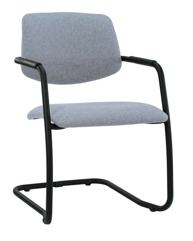 Workliving Vergaderstoel X5 - Sledeframe - Wolvilt Fenice 351 zachtblauw - frame zwart