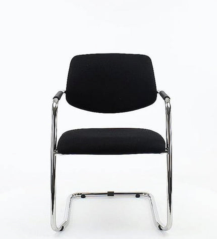 Workliving Meeting Chair X5 - Sled Base - Fenice 351 Soft Blue Wool Felt - Black Frame