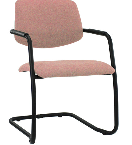 Workliving Vergaderstoel X5 - Sledeframe - Wolvilt Fenice 152 zachtroze - frame zwart