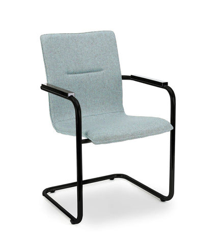 Workliving Vergaderstoel X6 - Sledeframe - Wolvilt Fenice 351 zachtblauw - frame zwart