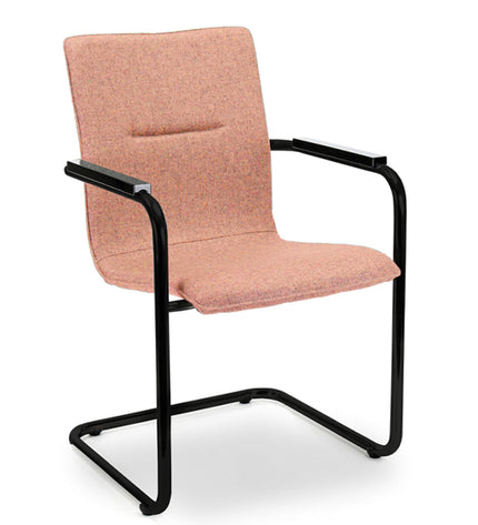 Workliving Vergaderstoel X6 - Sledeframe - Wolvilt Fenice 152 zachtroze - frame zwart