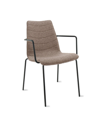 Workliving Verona eetkamerstoel/vergaderstoel - met armleuningen - wolvilt Fenice 511 lichtbruin - zwart frame