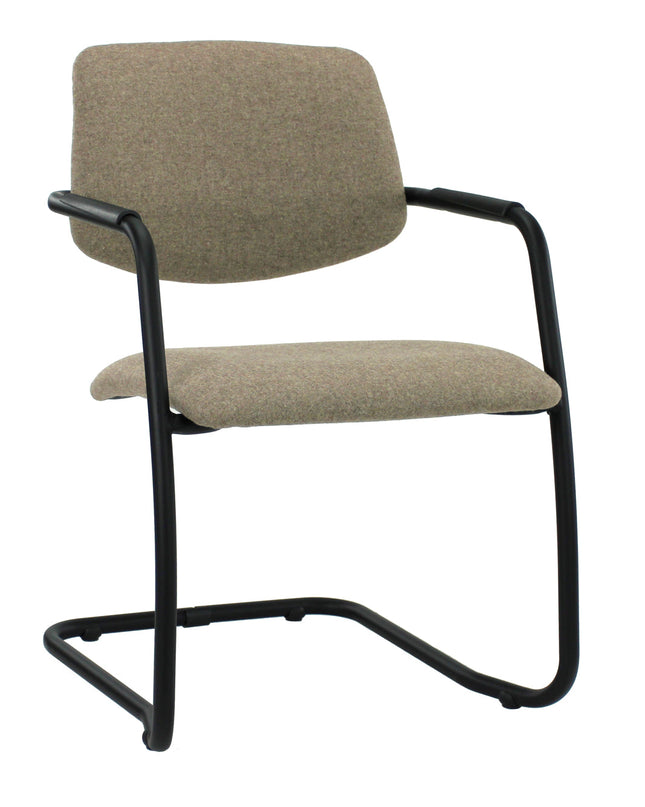 Workliving Vergaderstoel X5 - Sledeframe - Wolvilt Fenice 511 lichtbruin - frame zwart