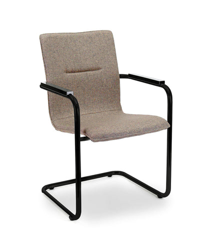 Workliving Vergaderstoel X6 - Sledeframe - Wolvilt Fenice 511 lichtbruin - frame zwart