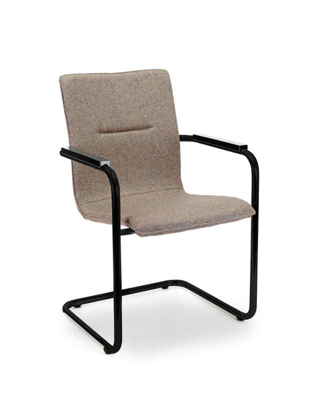 Workliving Vergaderstoel X6 - Sledeframe - Wolvilt Fenice 511 lichtbruin - frame zwart