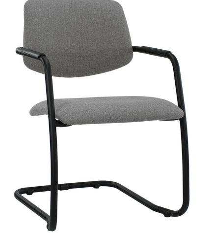 Workliving Vergaderstoel X5 - Sledeframe - Wolvilt Fenice 602 middengrijs - frame zwart